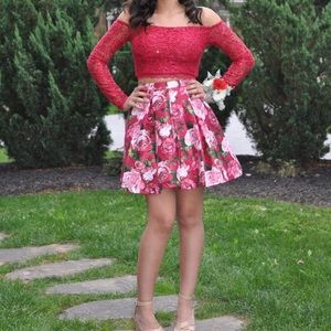 flower print red dress